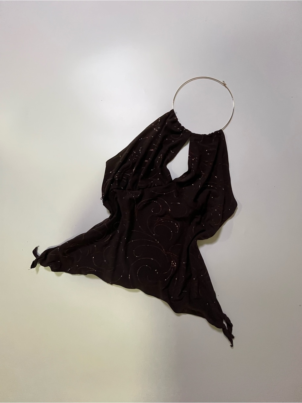 y2k brown fairy core sparkly halter top